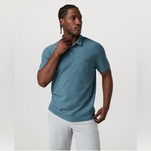 Vuori Ace Polo Shirt size L Gray Short Sleeve Button Pocket